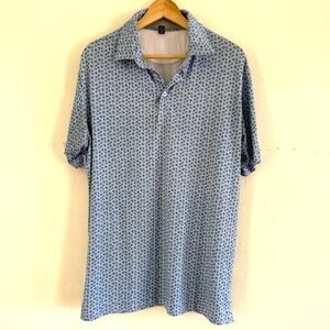 Anderson Ord Golf Polo Shirt Blue All Over Print Men's Size Medium Short Sleeve